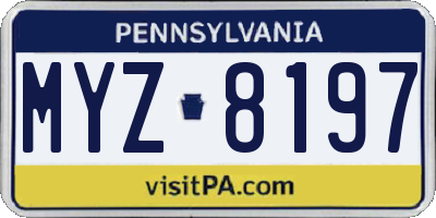PA license plate MYZ8197