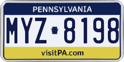 PA license plate MYZ8198