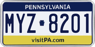 PA license plate MYZ8201
