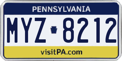 PA license plate MYZ8212