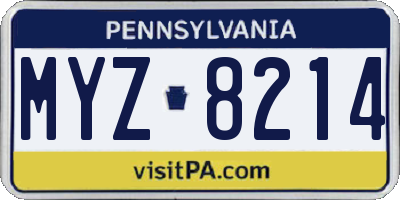 PA license plate MYZ8214
