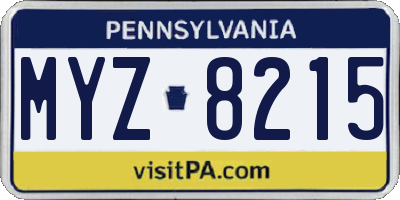 PA license plate MYZ8215