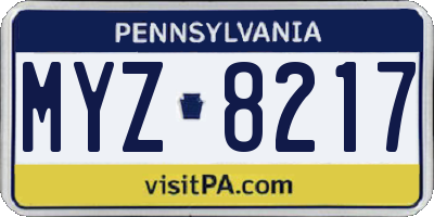 PA license plate MYZ8217