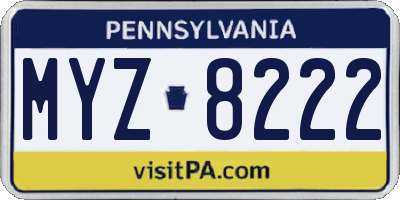 PA license plate MYZ8222
