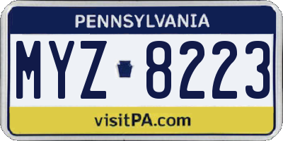 PA license plate MYZ8223