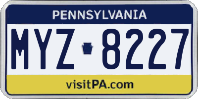 PA license plate MYZ8227