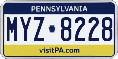 PA license plate MYZ8228