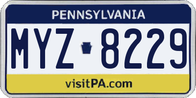 PA license plate MYZ8229