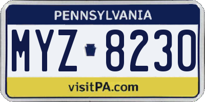 PA license plate MYZ8230