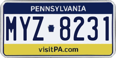 PA license plate MYZ8231