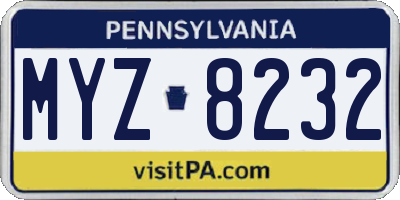 PA license plate MYZ8232