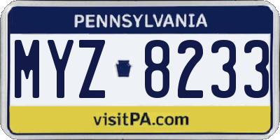 PA license plate MYZ8233