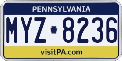 PA license plate MYZ8236