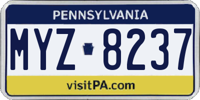 PA license plate MYZ8237
