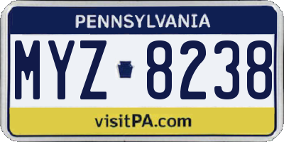 PA license plate MYZ8238