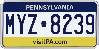 PA license plate MYZ8239