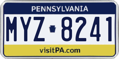 PA license plate MYZ8241