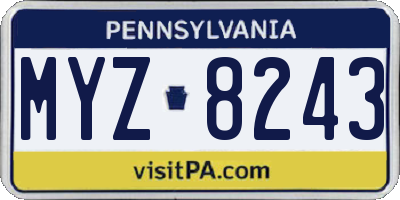 PA license plate MYZ8243