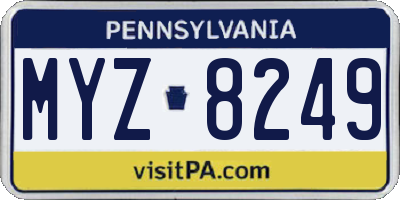 PA license plate MYZ8249