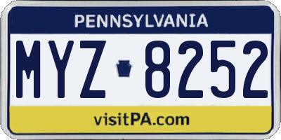 PA license plate MYZ8252