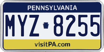 PA license plate MYZ8255