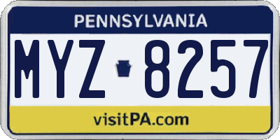 PA license plate MYZ8257