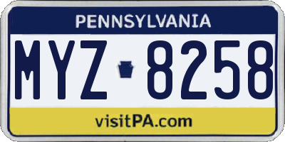 PA license plate MYZ8258