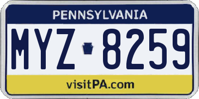 PA license plate MYZ8259