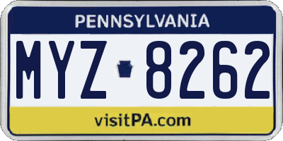 PA license plate MYZ8262