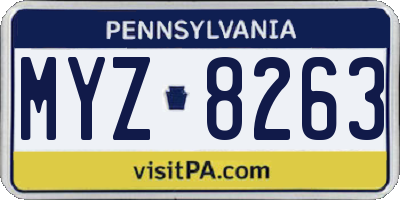 PA license plate MYZ8263