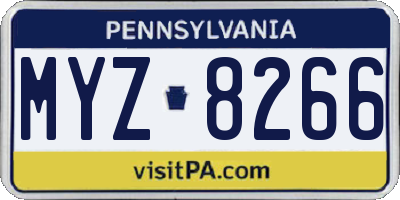 PA license plate MYZ8266
