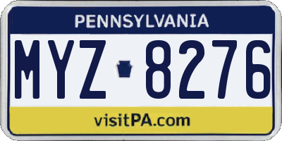 PA license plate MYZ8276