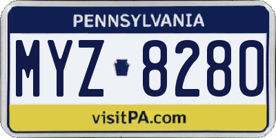 PA license plate MYZ8280