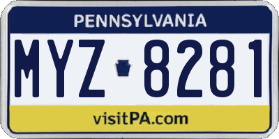 PA license plate MYZ8281
