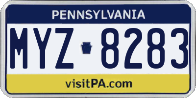 PA license plate MYZ8283