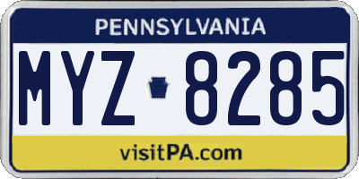 PA license plate MYZ8285