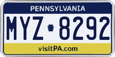 PA license plate MYZ8292