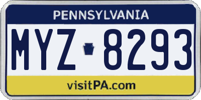 PA license plate MYZ8293