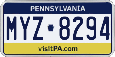 PA license plate MYZ8294