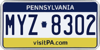 PA license plate MYZ8302