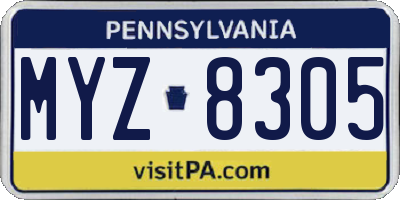 PA license plate MYZ8305