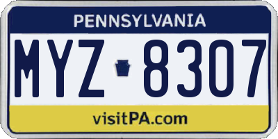 PA license plate MYZ8307