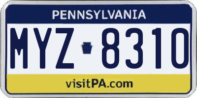 PA license plate MYZ8310