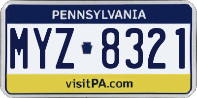 PA license plate MYZ8321