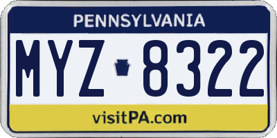 PA license plate MYZ8322