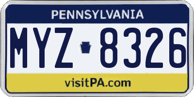 PA license plate MYZ8326