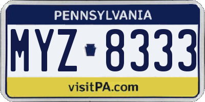 PA license plate MYZ8333