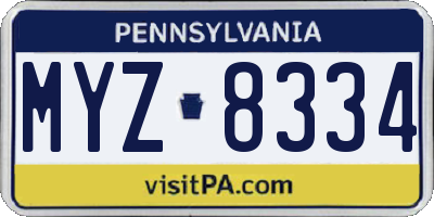 PA license plate MYZ8334