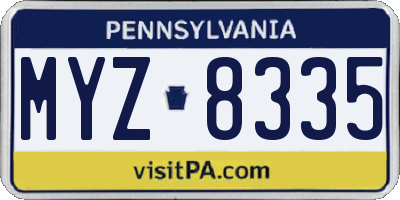 PA license plate MYZ8335