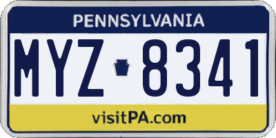 PA license plate MYZ8341